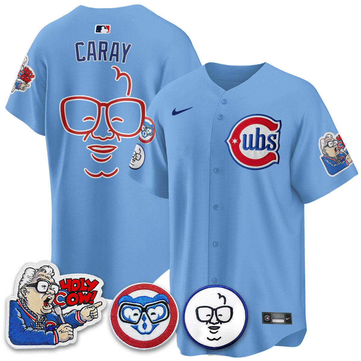 Men's Chicago Cubs Limited Jersey - Harry Caray "Holy Cow" Patch - All Stitched