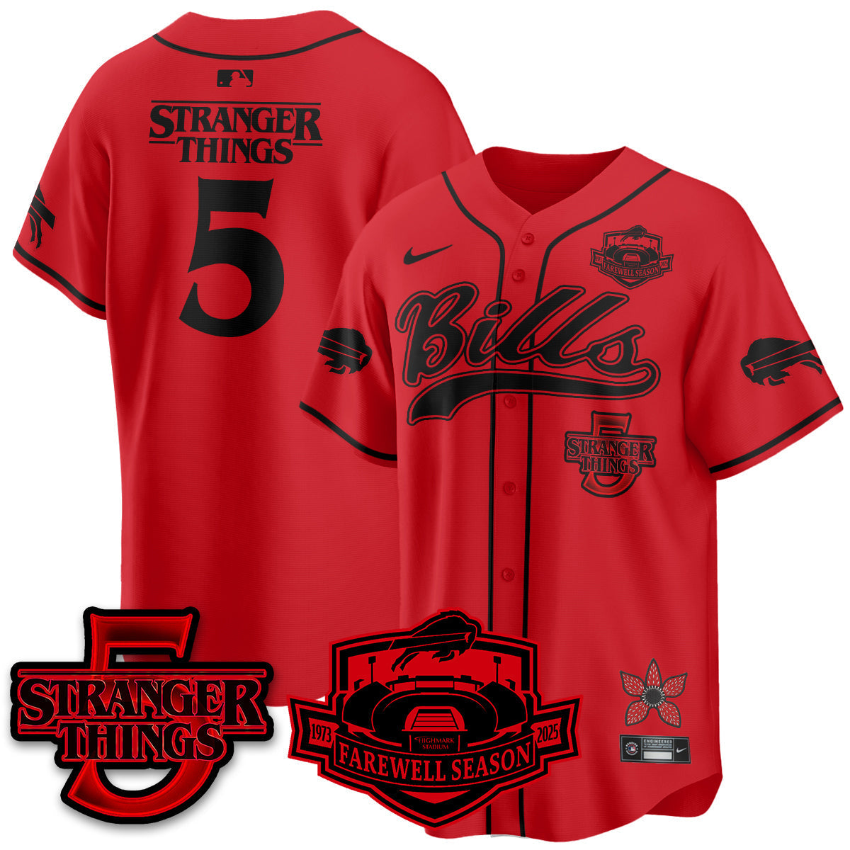 BUF Stranger Things Vapor Limited Baseball Jersey - All Stitched