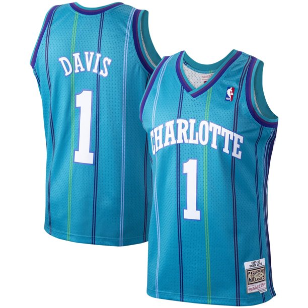Men’s Baron Davis Charlotte Hornets Teal 1999-2000 Swingman Replica Jersey By Mitchell & Ness