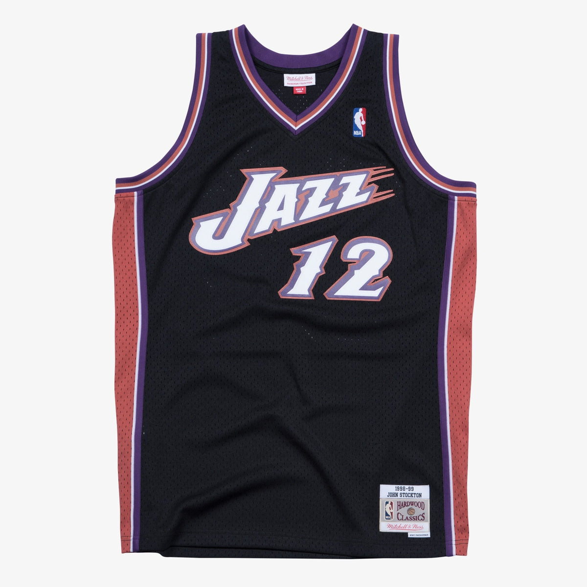 John Stockton Utah Jazz 1998-99 Black Jersey Stitched