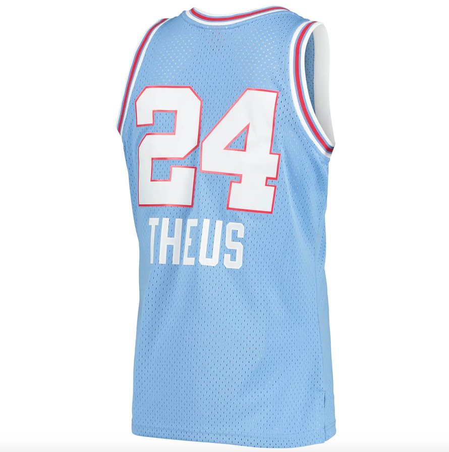 Men’s Reggie Theus Sacramento Kings 1985-86 Powder Blue Swingman Replica Jersey By Mitchell & Ness