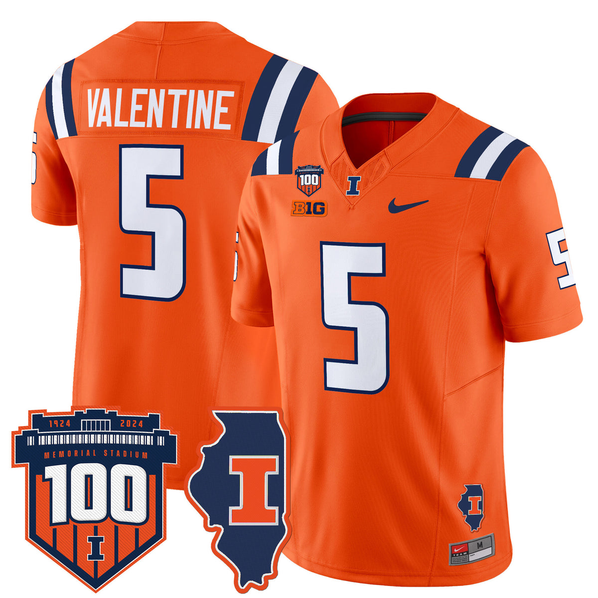 Men's Illinois Fighting Illini 100th Memorial Stadium Patch Vapor Limited Jersey - All Stitched