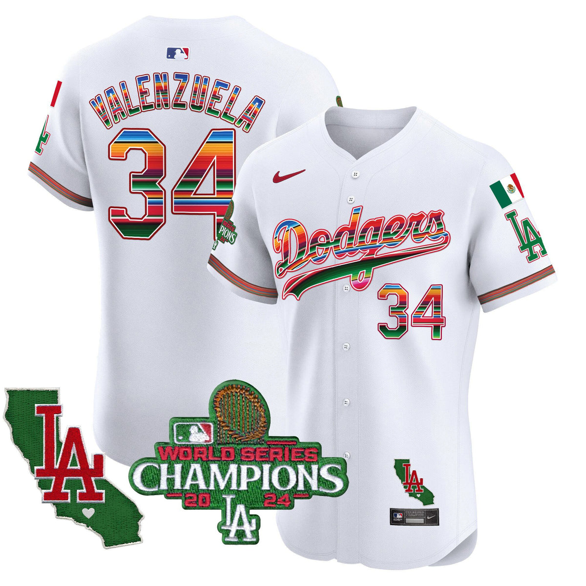 Men's Dodgers Mexico 2024 World Series Champions Vapor Premier Elite Jersey - All Stitched