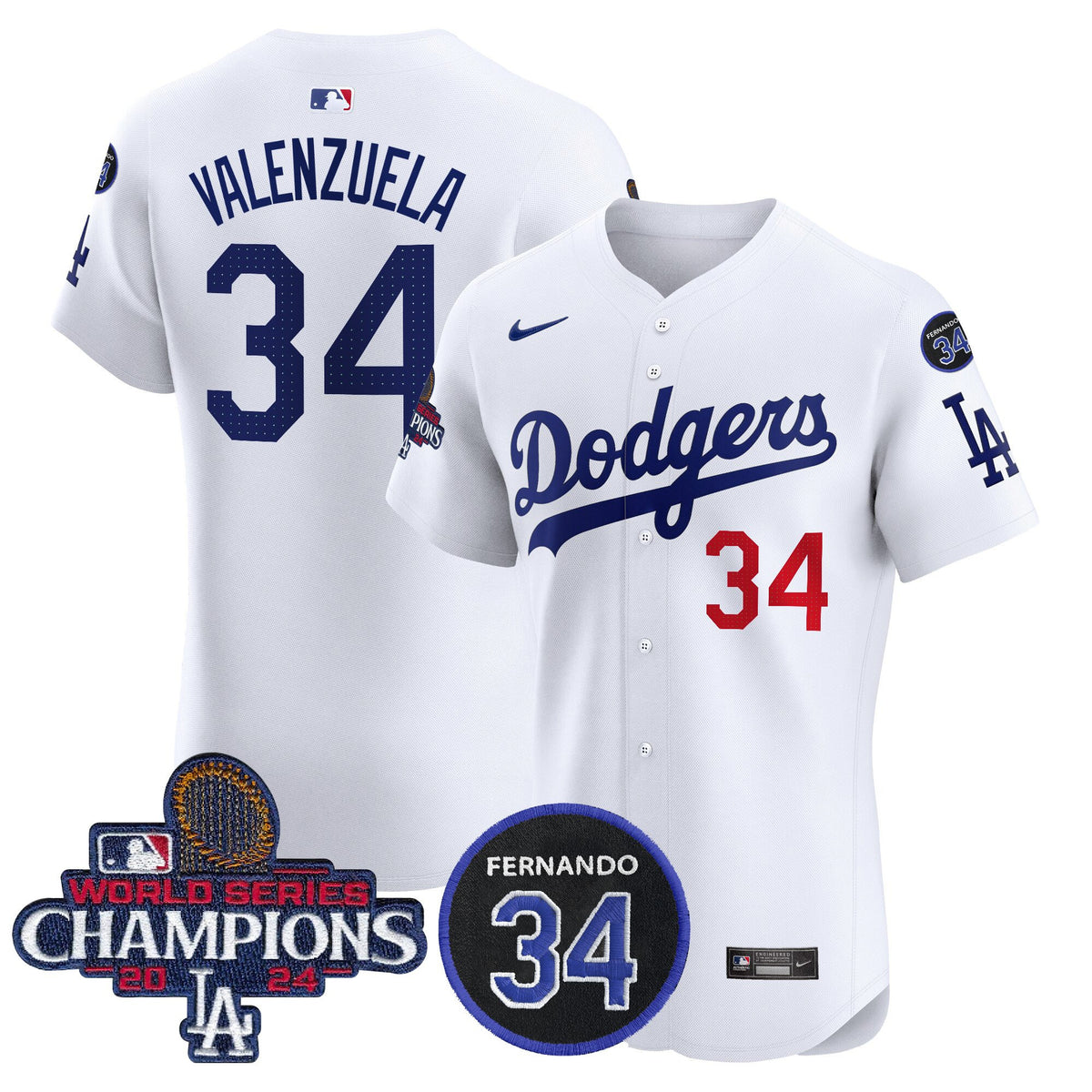 Men's Dodgers 2024 World Series Champions Patch Vapor Premier Elite Jersey V2 - All Stitched