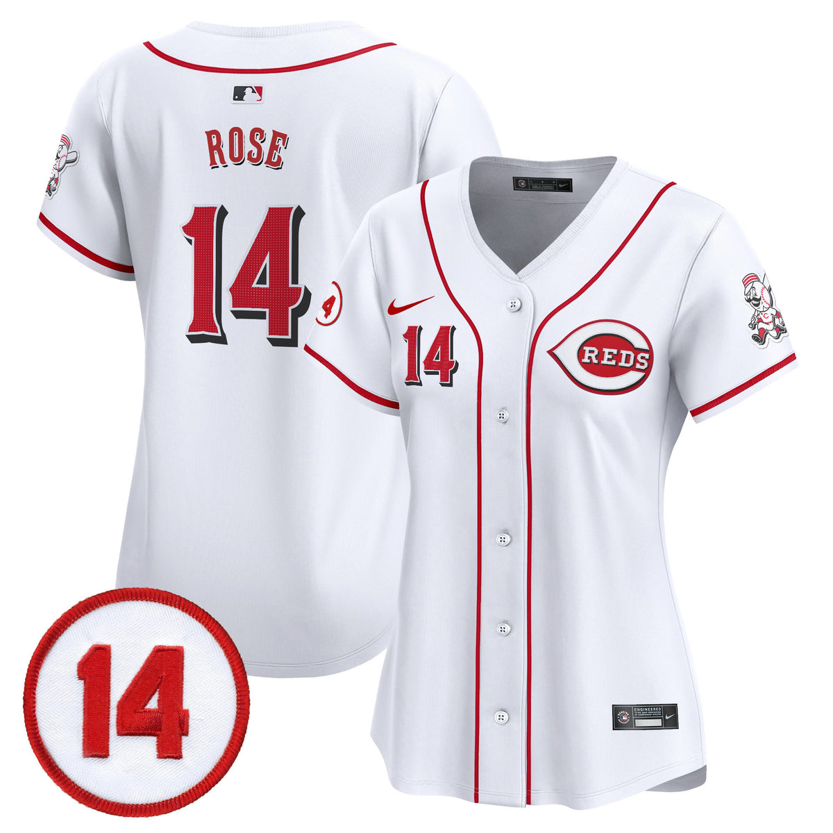 Women's Cincinnati Reds Pete Rose Patch Vapor Premier Limited Jersey - All Stitched