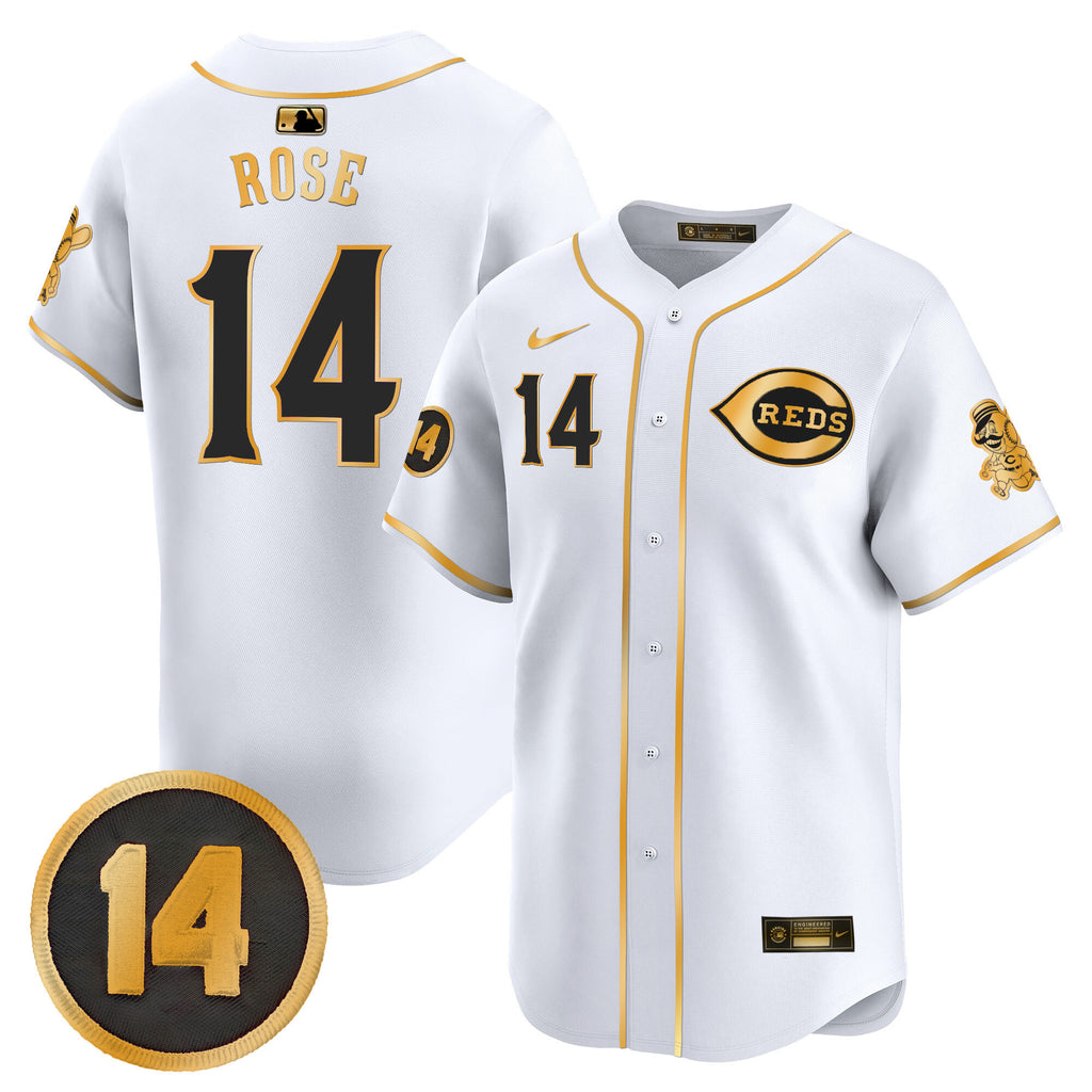 Men's Cincinnati Reds Pete Rose Patch Vapor Premier Limited Jersey - All Stitched