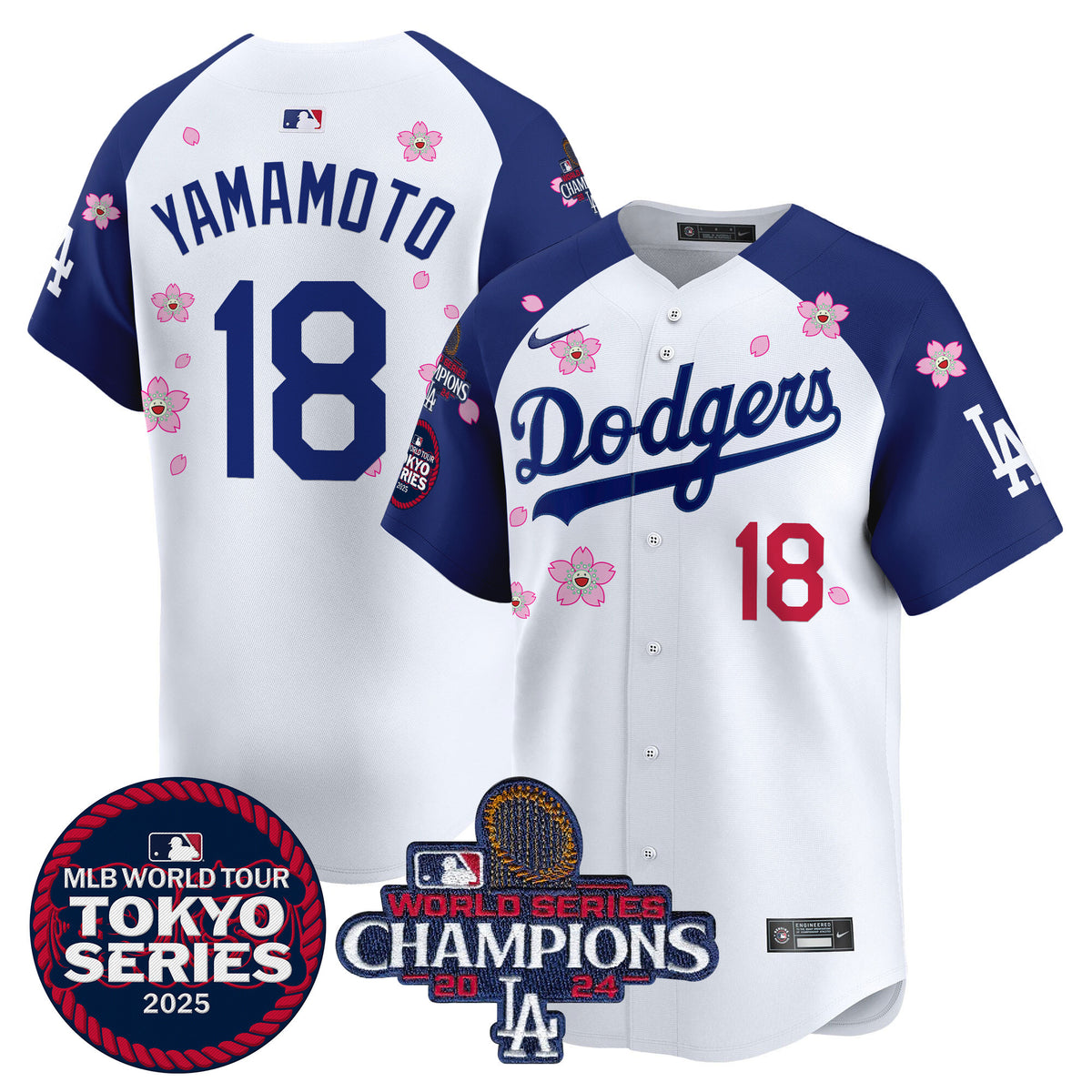 Men's Dodgers Tokyo Series 2025 World Series Champions Patch Vapor Premier Limited Jersey - Stitched