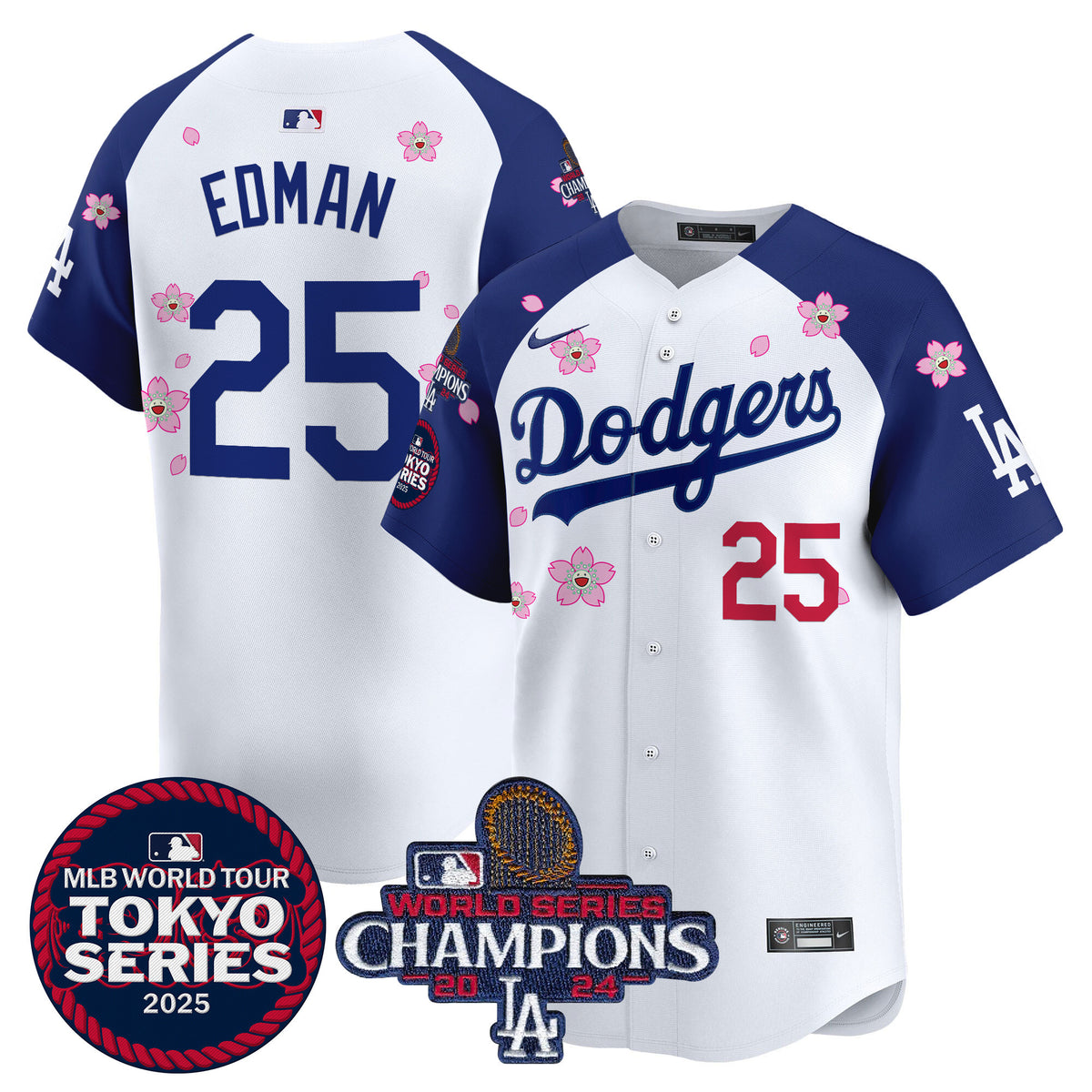 Men's Dodgers Tokyo Series 2025 World Series Champions Patch Vapor Premier Limited Jersey - Stitched