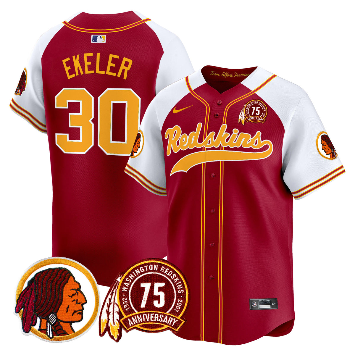 Men's Washington Redskins 75th Patch Throwback Vapor Premier Limited Jersey - All Stitched