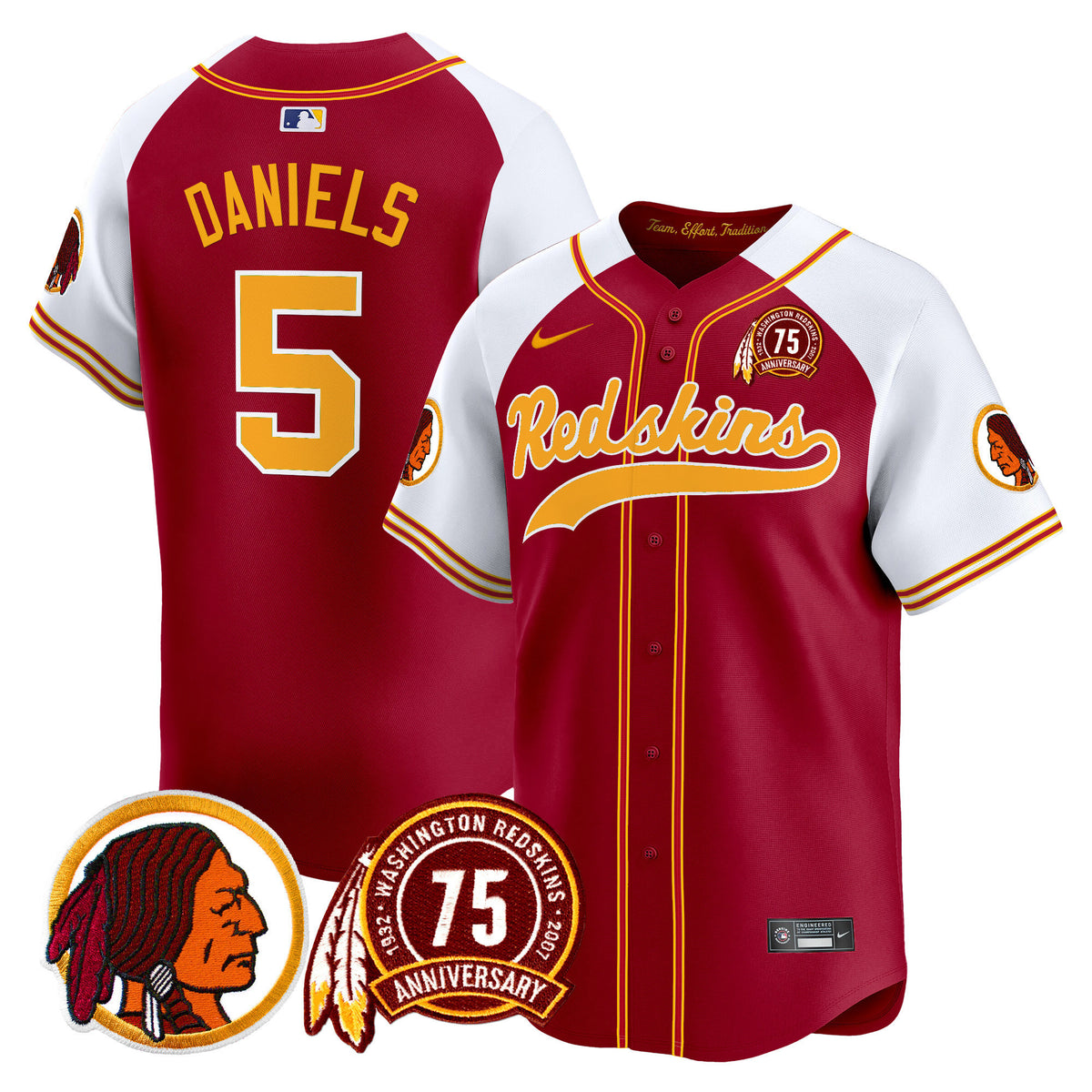 Men's Washington Redskins 75th Patch Throwback Vapor Premier Limited Jersey - All Stitched