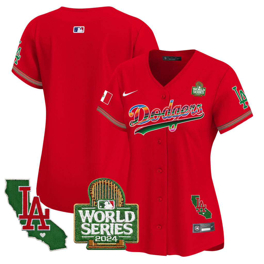 Women's Dodgers Mexico 2024 World Series Vapor Premier Limited Jersey V2 - All Stitched