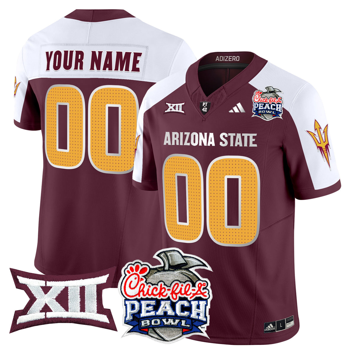 Arizona State Sun Devils 2025 Peach Bowl Vapor Limited Custom Jersey V2 - All Stitched