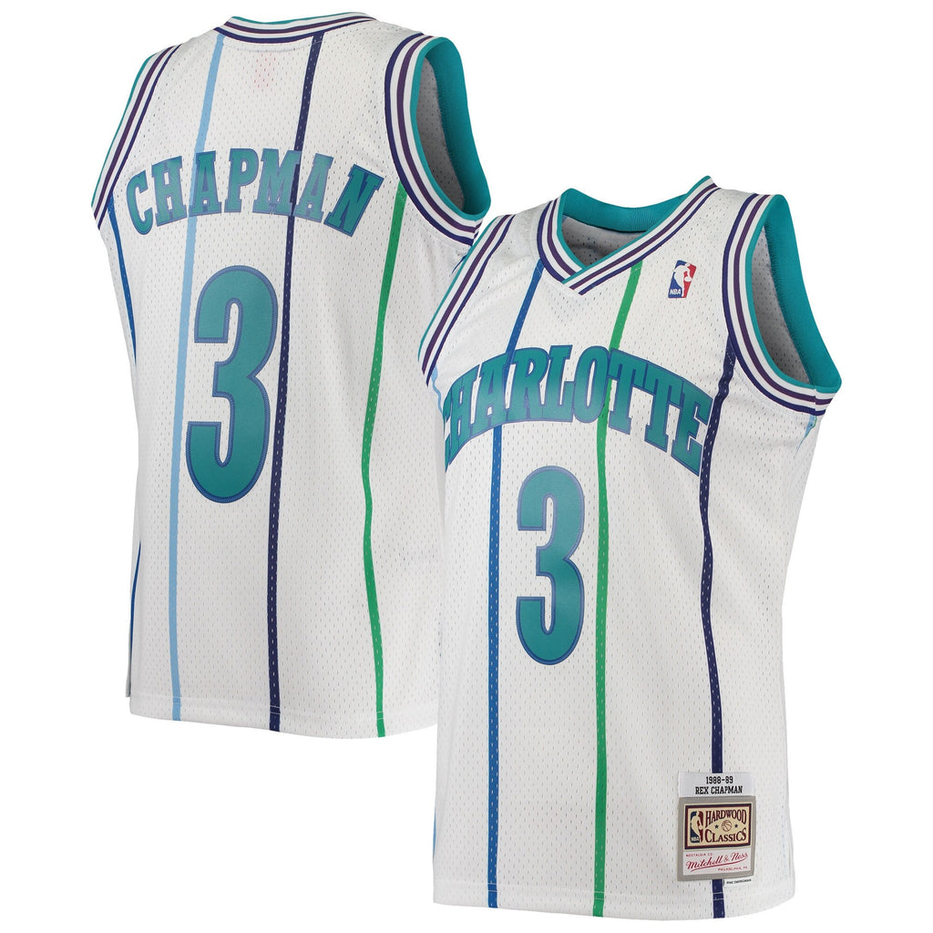 Men’s Rex Chapman Charlotte Hornets 1988-89 White Swingman Replica Jersey By Mitchell & Ness
